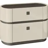 Seville Nightstand in Beige & Brown Metal Lacquer (Set of 2)